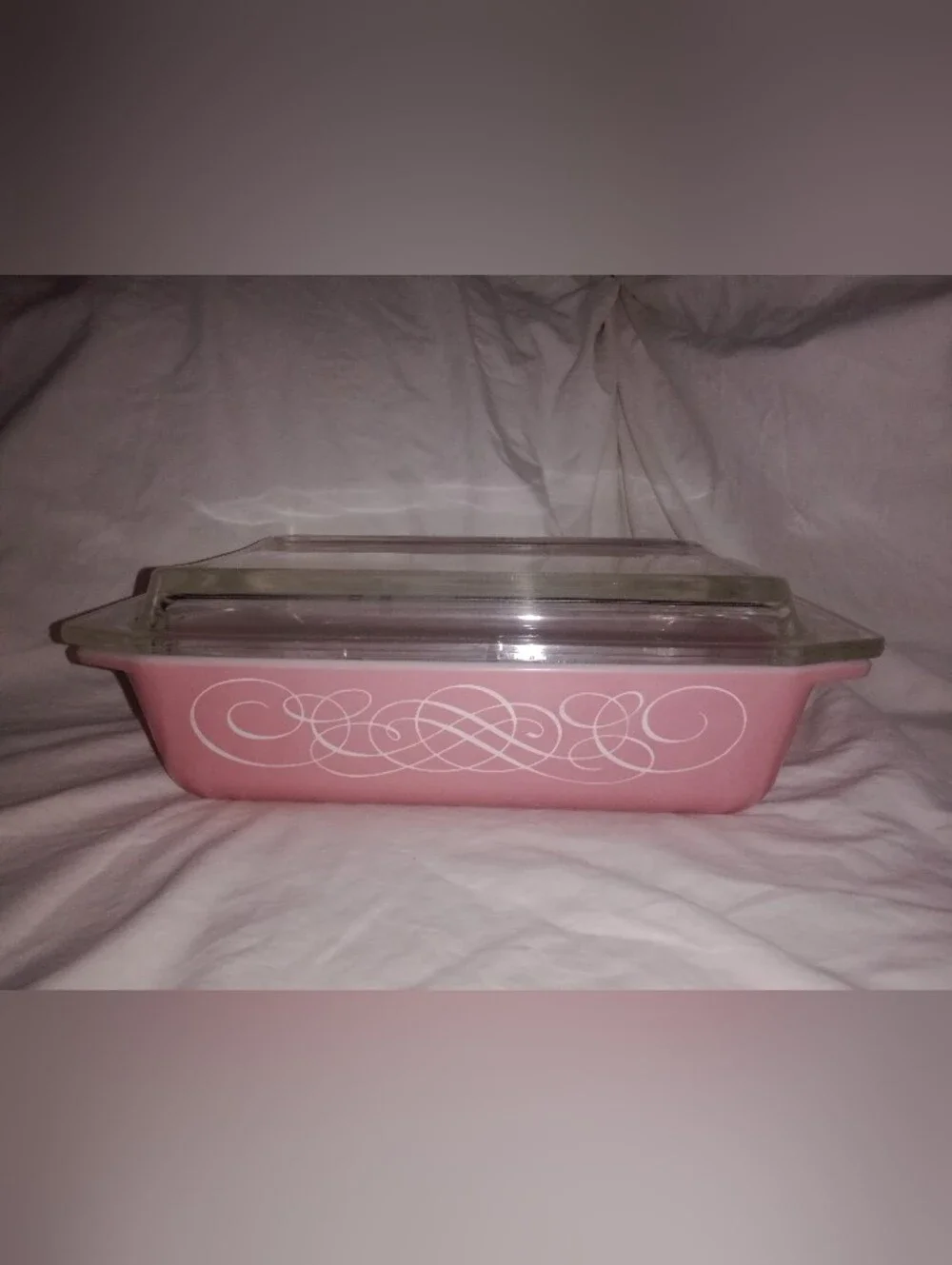 Vintage Pyrex Pink Scroll 2 Qt Casserole Dish With Lid